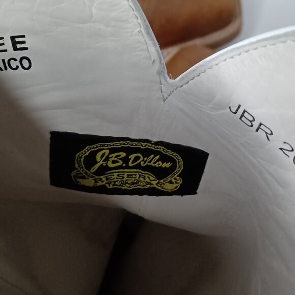 Vintage J.B. Dillon Reserve Cowboy Boots Mens 11.5EE Tan/Blue Rodeo Rancher 2004 - Picture 12 of 14